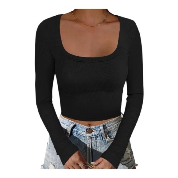 NWT-OQQ-TWO RIBBED LONG SLEEVE TOPS - Picture 3 of 10